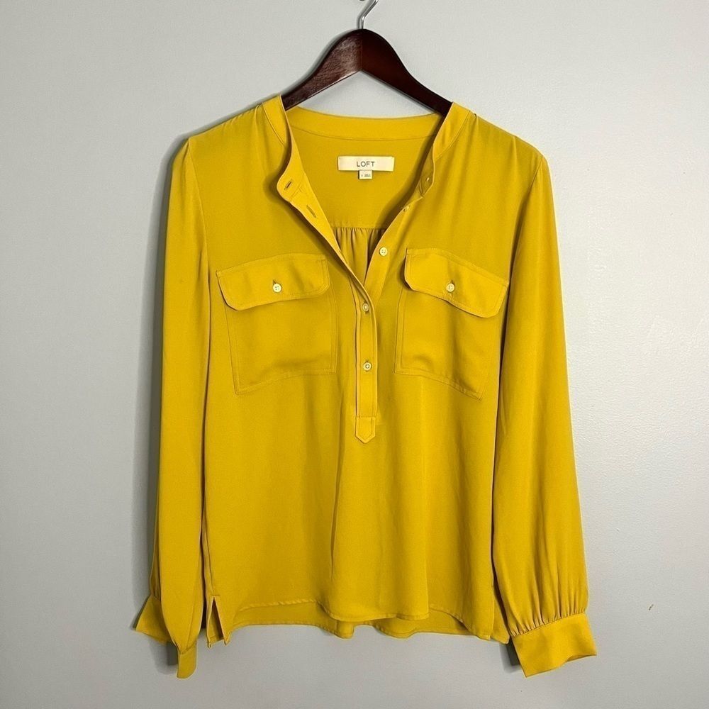 LOFT | Mustard Colored Oversized Peasant Top